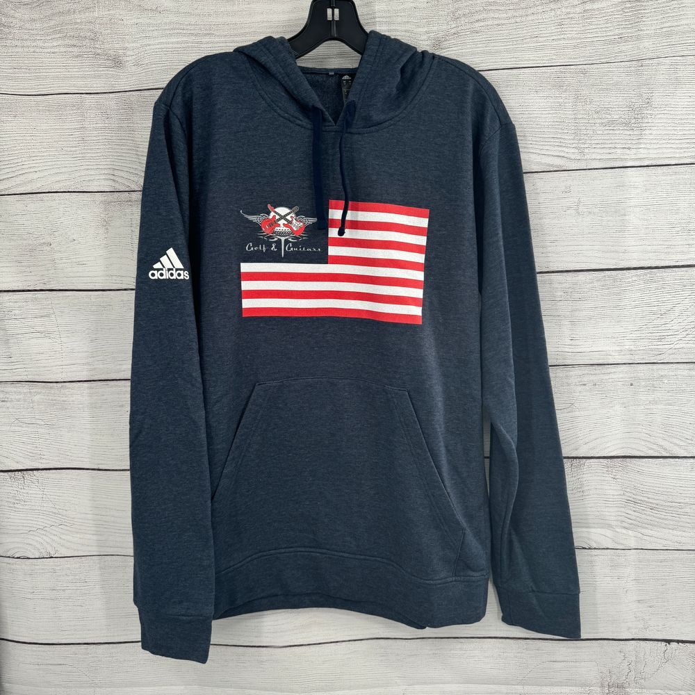 Adidas Golf & Guitars American Flag Hoodie Sweatshirt Patriotic Pullover‎ Medium
